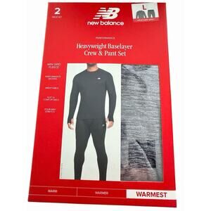 2-Piece Set New Balance Midweight Base Layer Crew / Pant Mens Large Grey SEALED